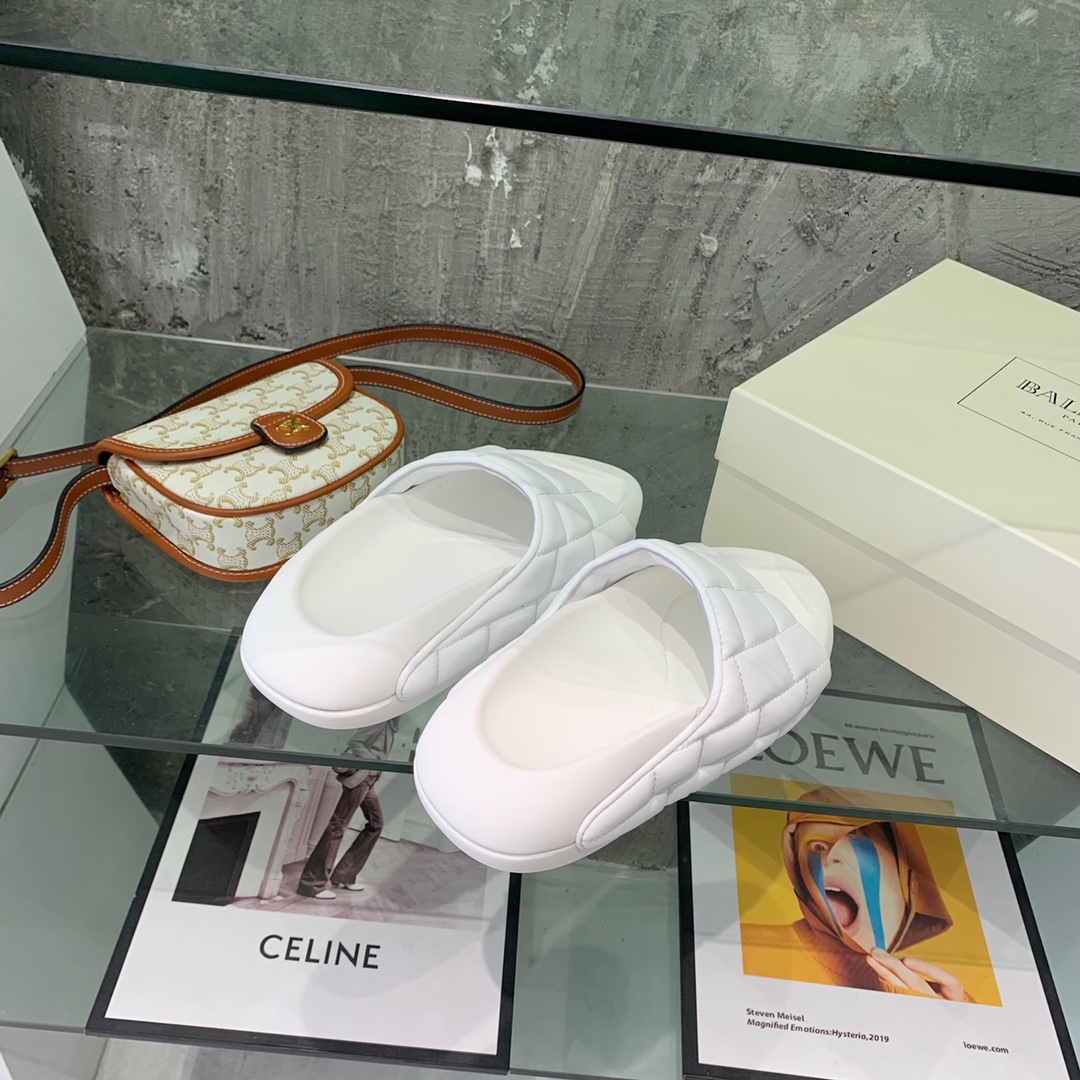 Balmain B-IT Quilted Leather Slides - DopestKickz