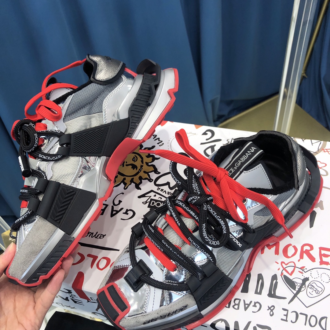 Dolce & Gabbana Mixed-Material Space Sneakers - DopestKickz