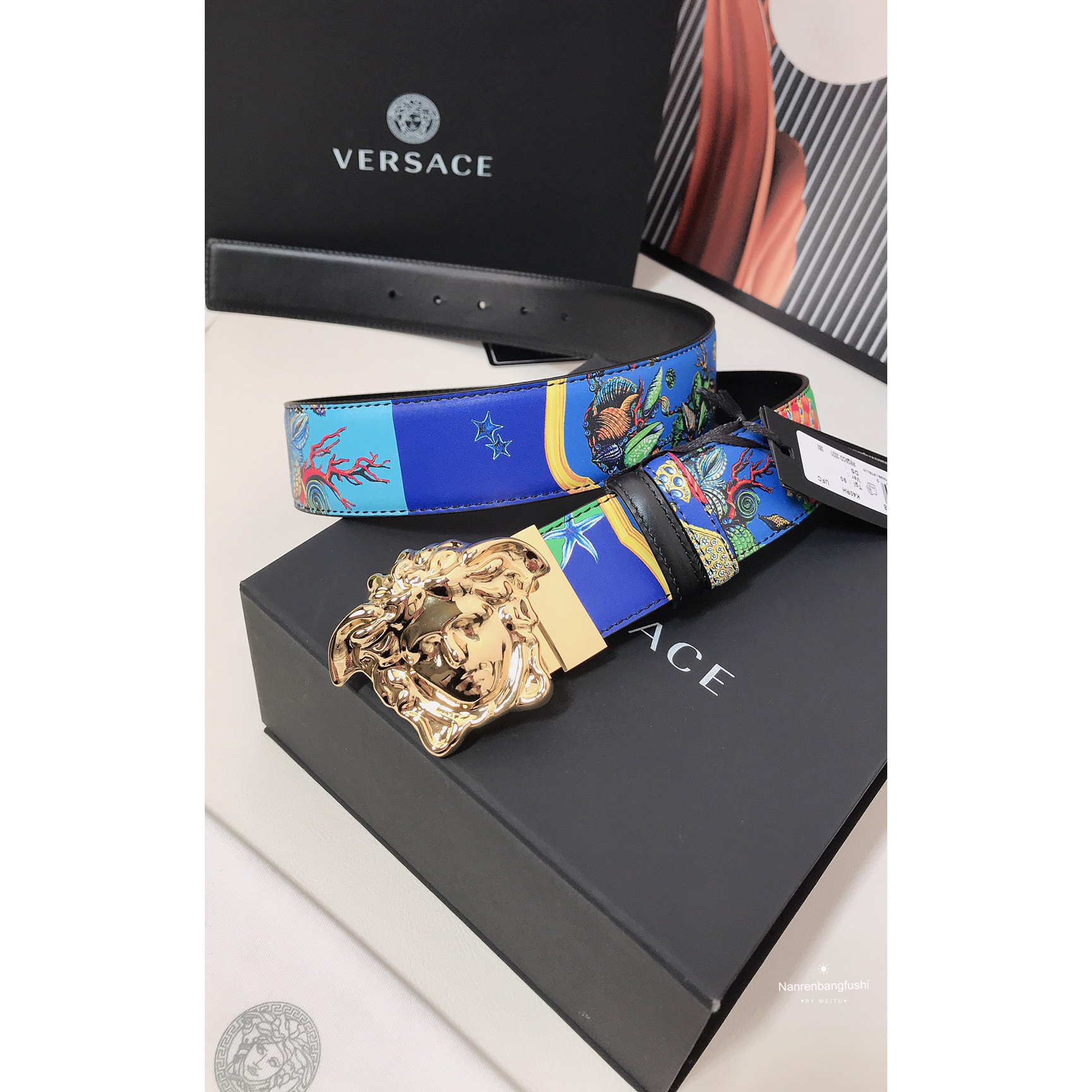 Versace Marine Organism Print 40 MM Belt  - DopestKickz