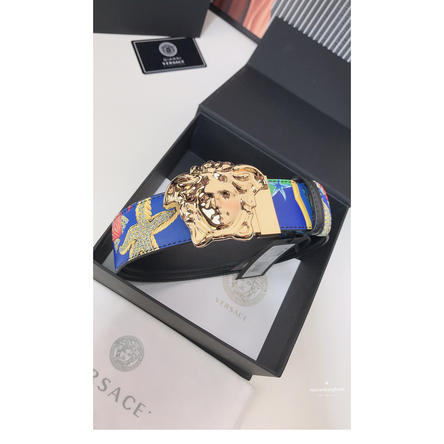 Versace Marine Organism Print 40 MM Belt  - DopestKickz