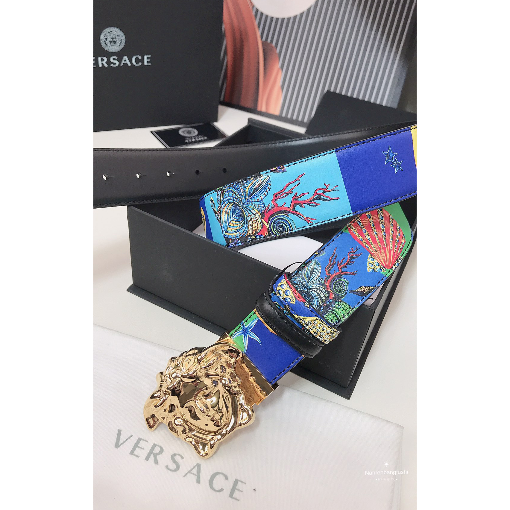 Versace Marine Organism Print 40 MM Belt  - DopestKickz