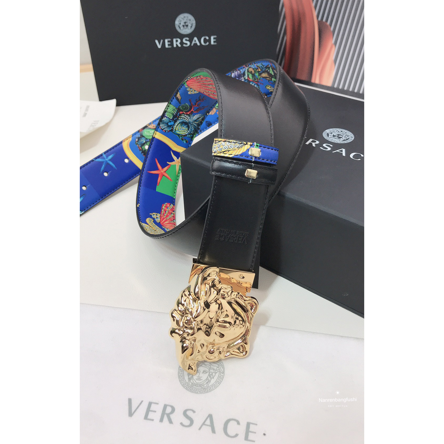 Versace Marine Organism Print 40 MM Belt  - DopestKickz
