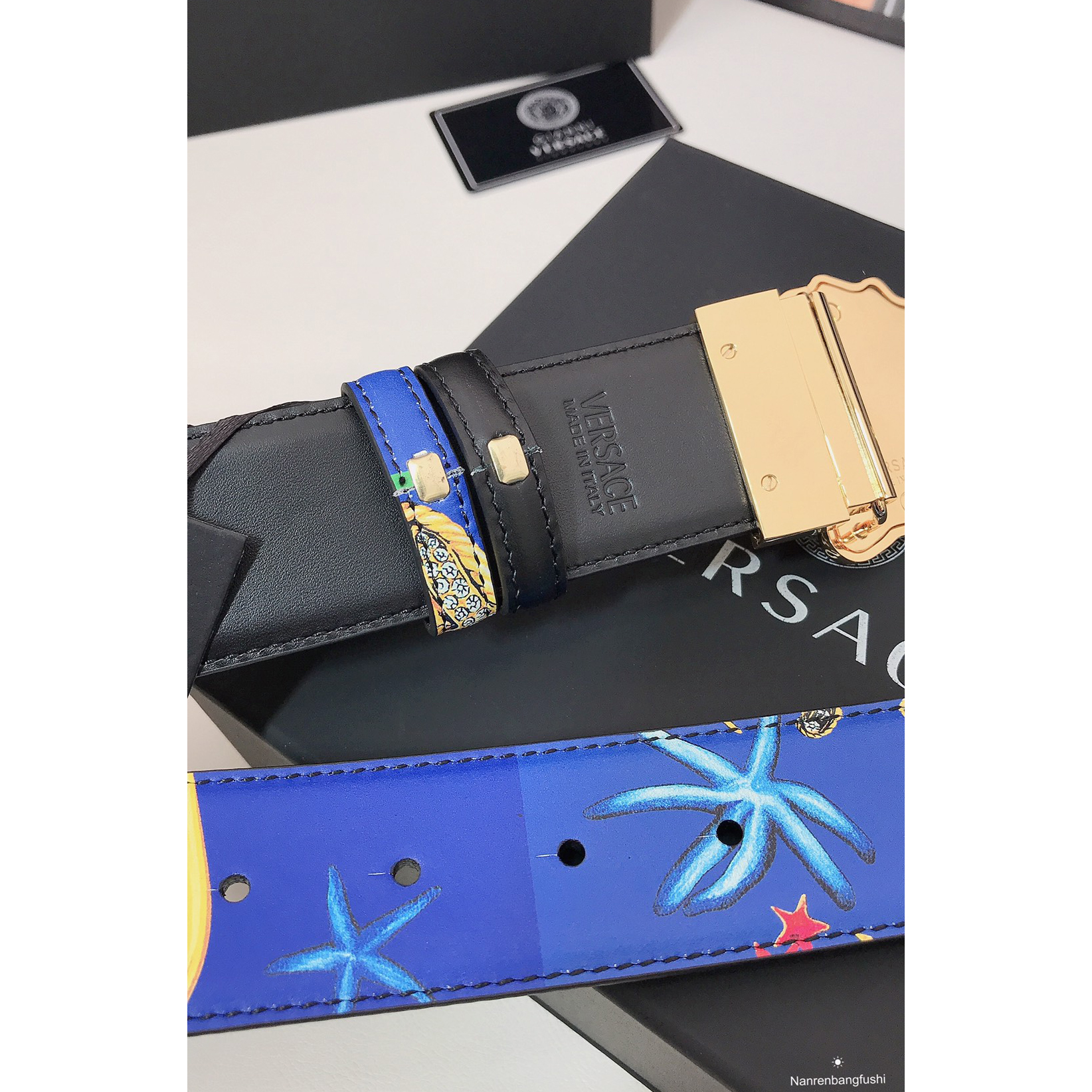 Versace Marine Organism Print 40 MM Belt  - DopestKickz