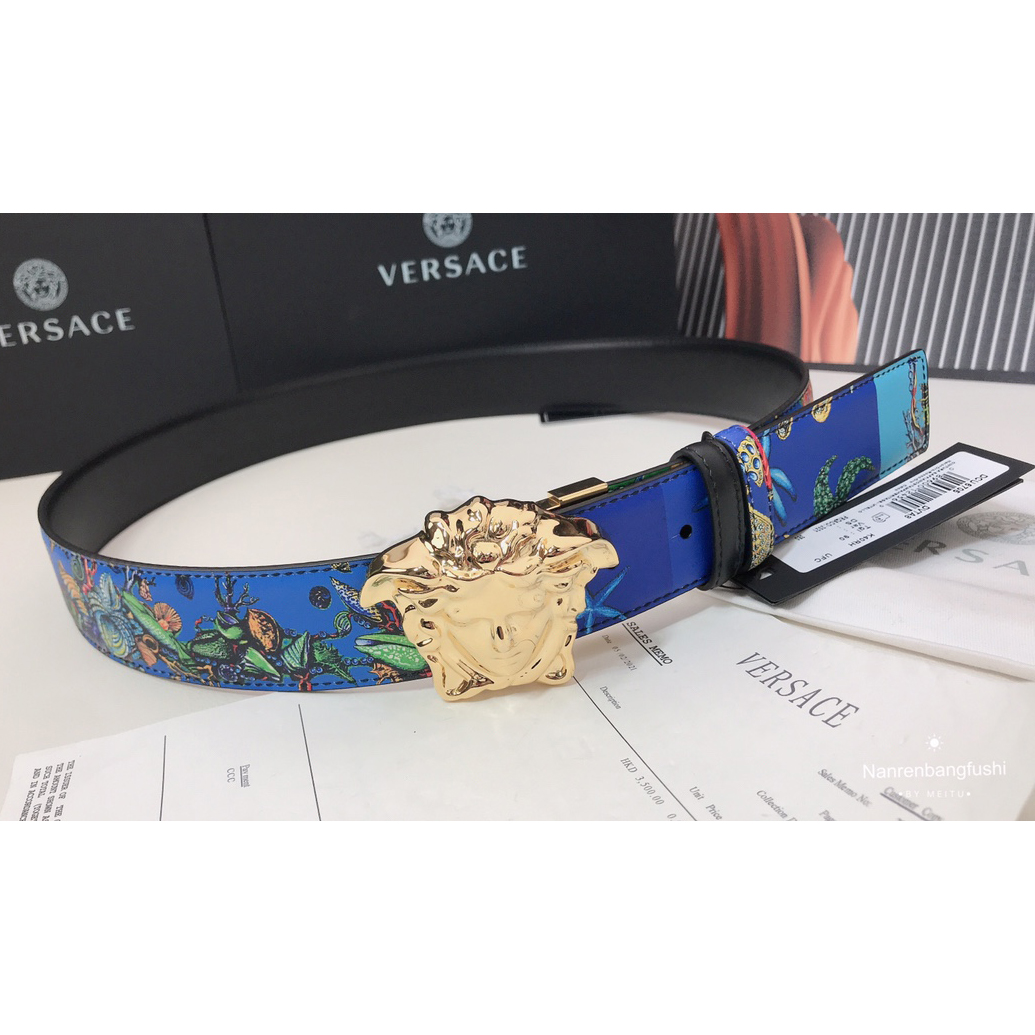 Versace Marine Organism Print 40 MM Belt  - DopestKickz