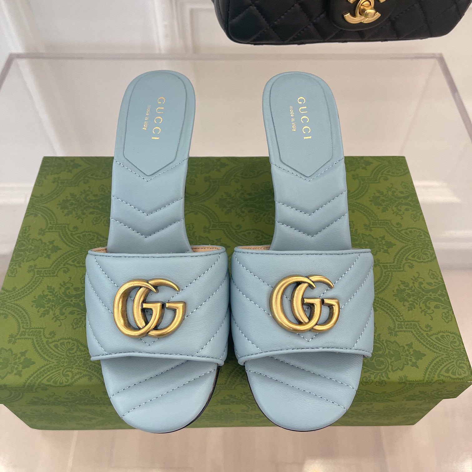 Gucci Women's Double G Slide Sandal With Heel Height Of 7.5cm - DopestKickz