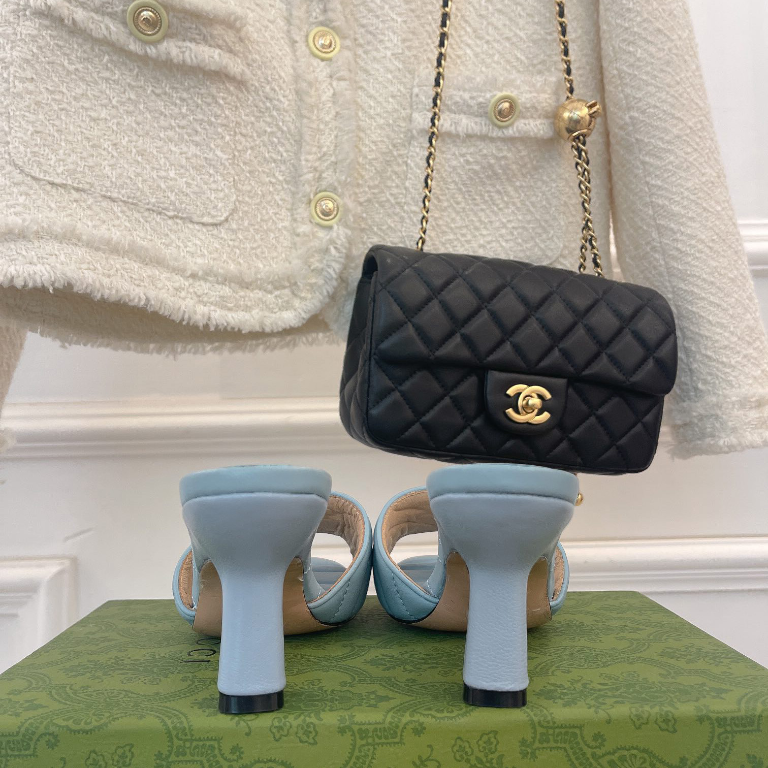 Gucci Women's Double G Slide Sandal With Heel Height Of 7.5cm - DopestKickz