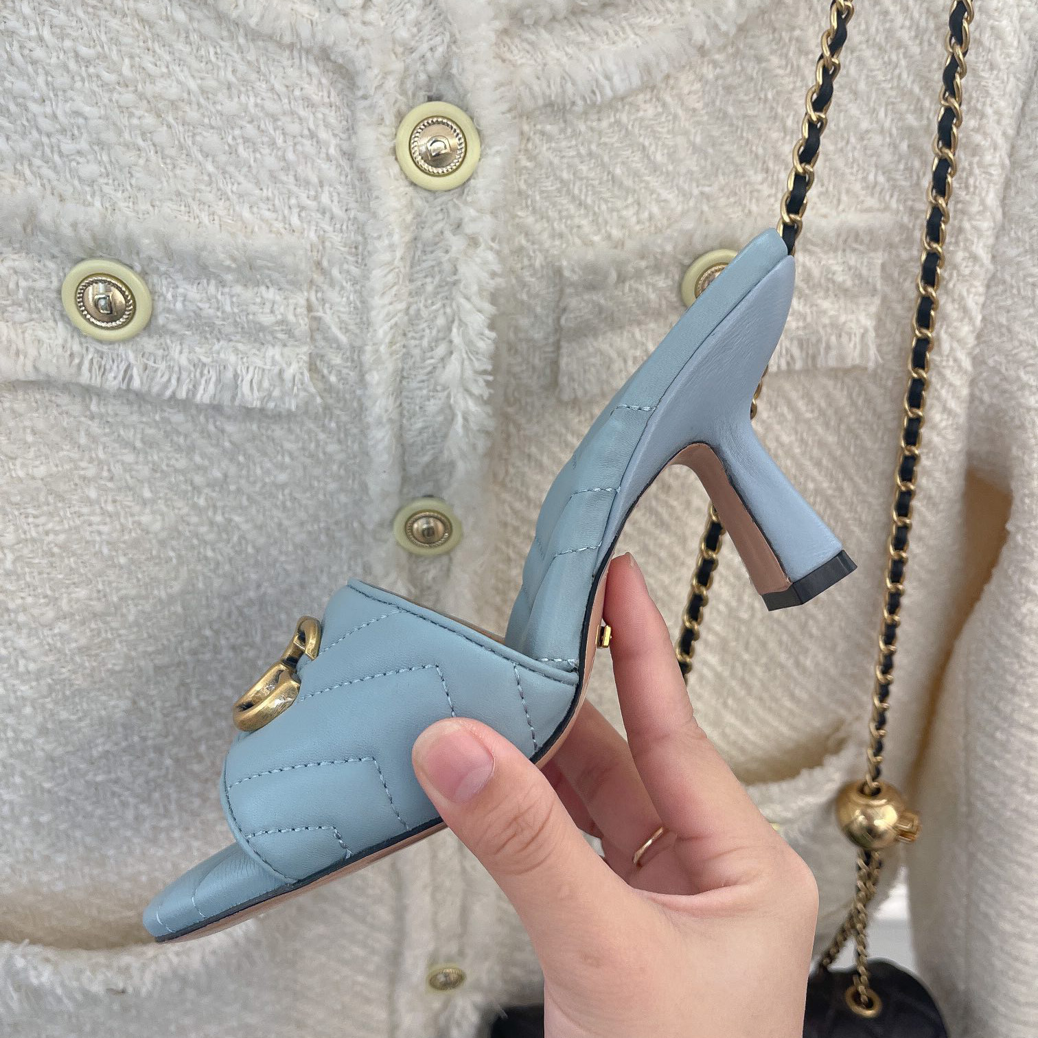 Gucci Women's Double G Slide Sandal With Heel Height Of 7.5cm - DopestKickz