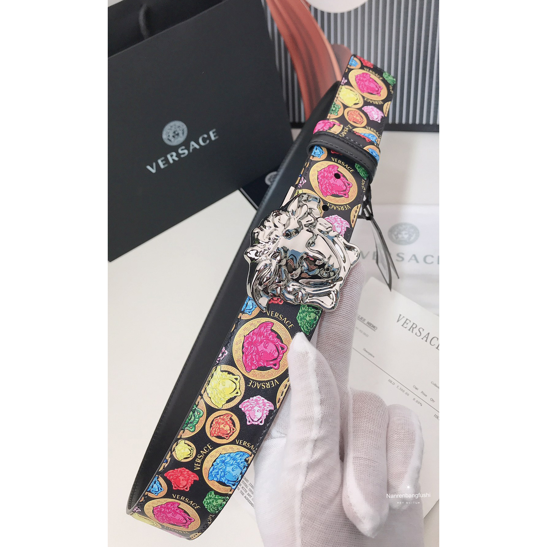 Versace Medusa Print 40 MM Belt  - DopestKickz