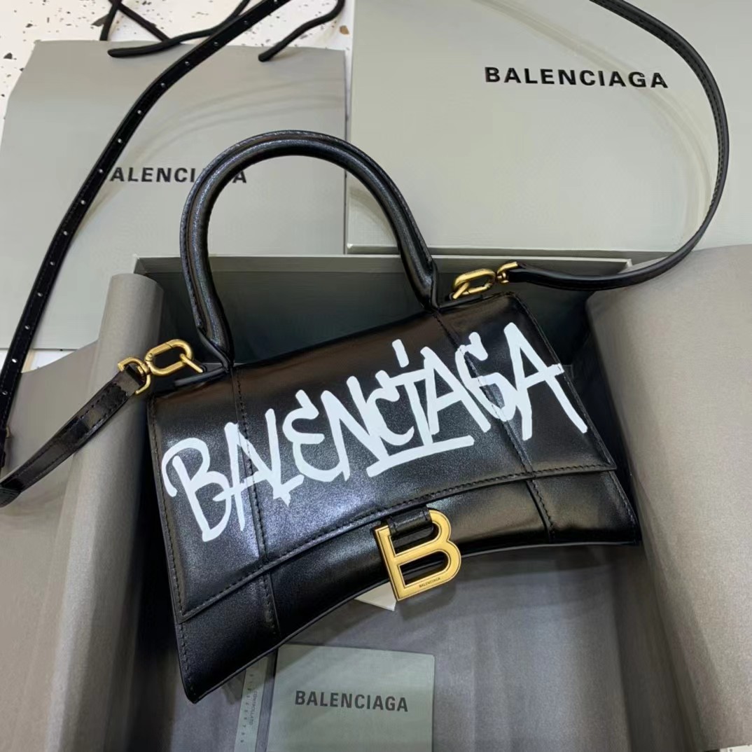 Balenciaga Logo Print Leather Handbag(23-14-10cm) - DopestKickz