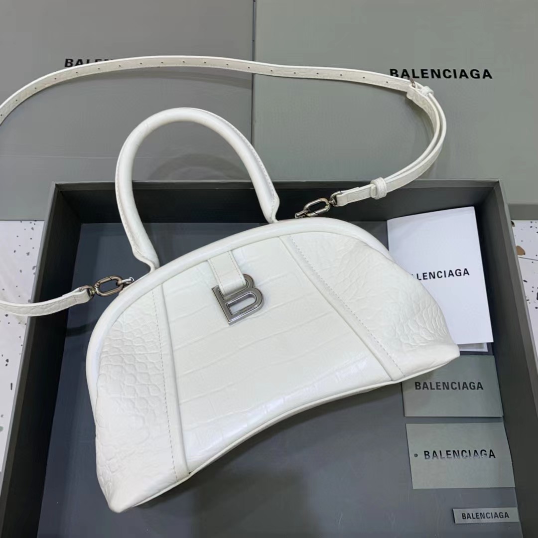 Balenciaga Women's Editor Small Bag Crocodile Embossed In White（27-15.5-11CM） - DopestKickz