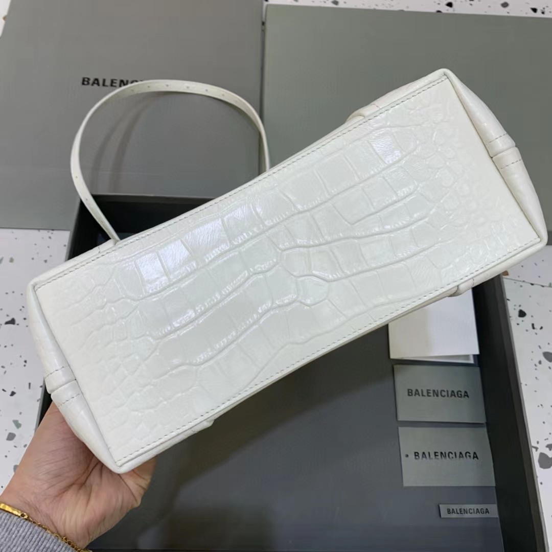 Balenciaga Women's Editor Small Bag Crocodile Embossed In White（27-15.5-11CM） - DopestKickz