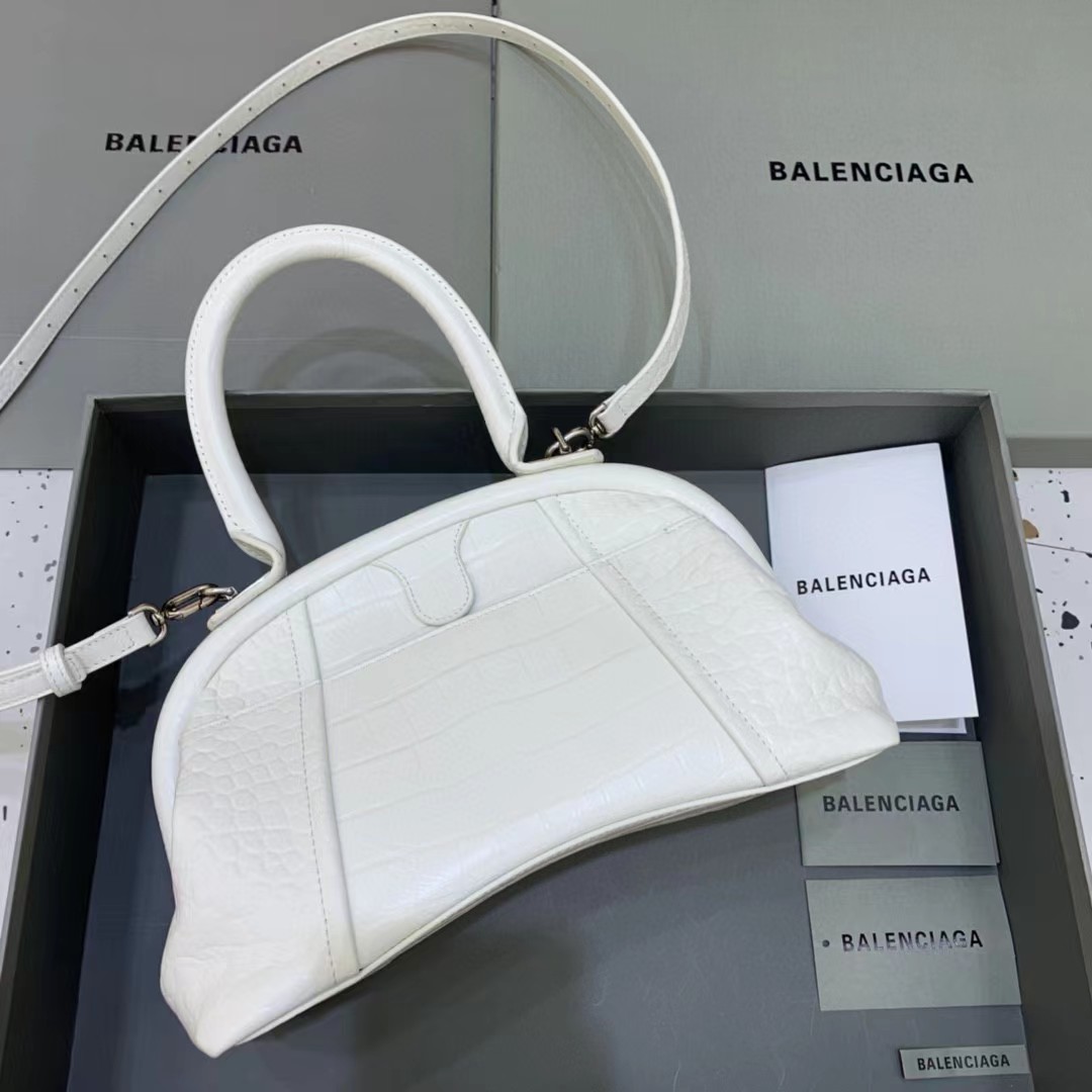 Balenciaga Women's Editor Small Bag Crocodile Embossed In White（27-15.5-11CM） - DopestKickz