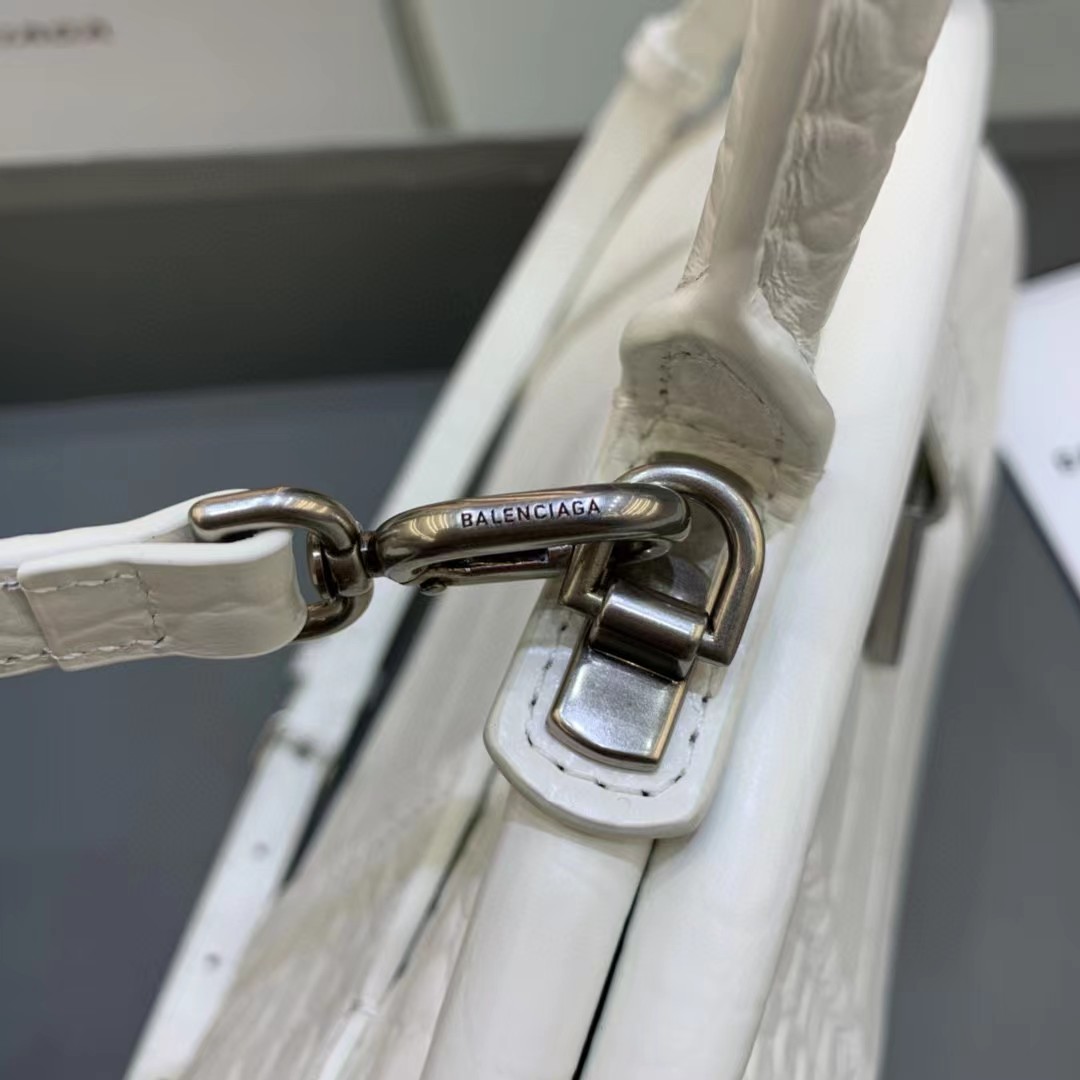 Balenciaga Women's Editor Small Bag Crocodile Embossed In White（27-15.5-11CM） - DopestKickz