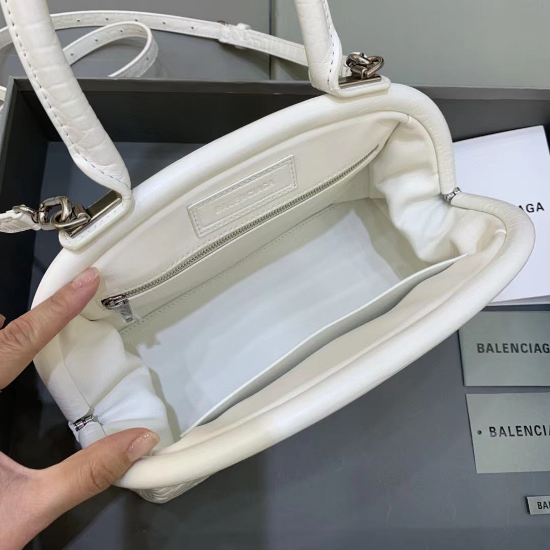 Balenciaga Women's Editor Small Bag Crocodile Embossed In White（27-15.5-11CM） - DopestKickz