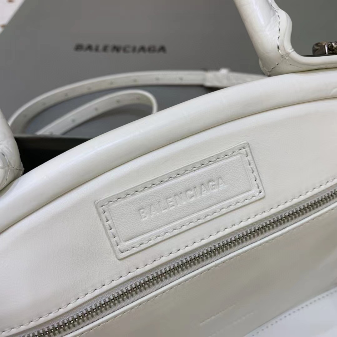 Balenciaga Women's Editor Small Bag Crocodile Embossed In White（27-15.5-11CM） - DopestKickz