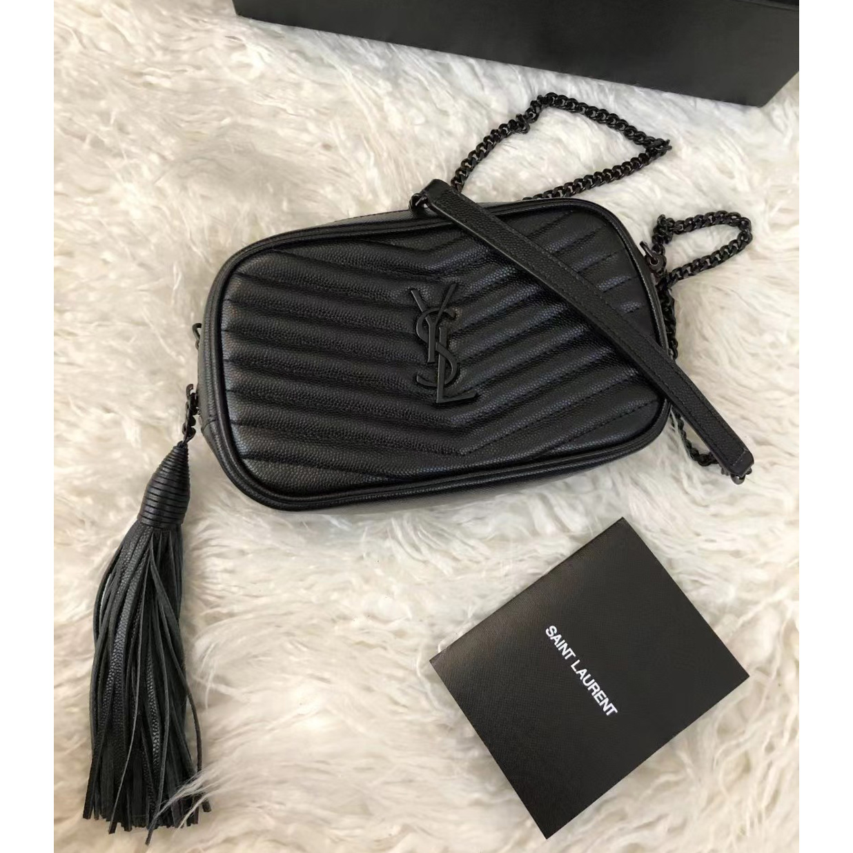 Saint Laurent Black Leather Shoulder Bag (19-10.5-5CM) - DopestKickz