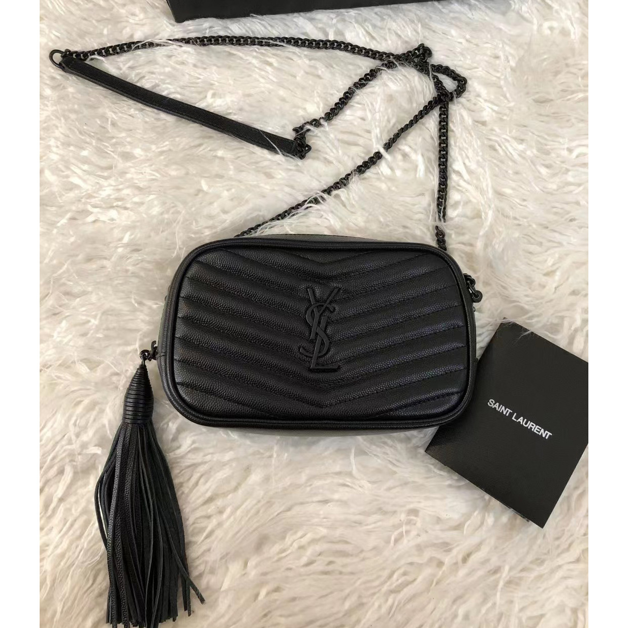 Saint Laurent Black Leather Shoulder Bag (19-10.5-5CM) - DopestKickz