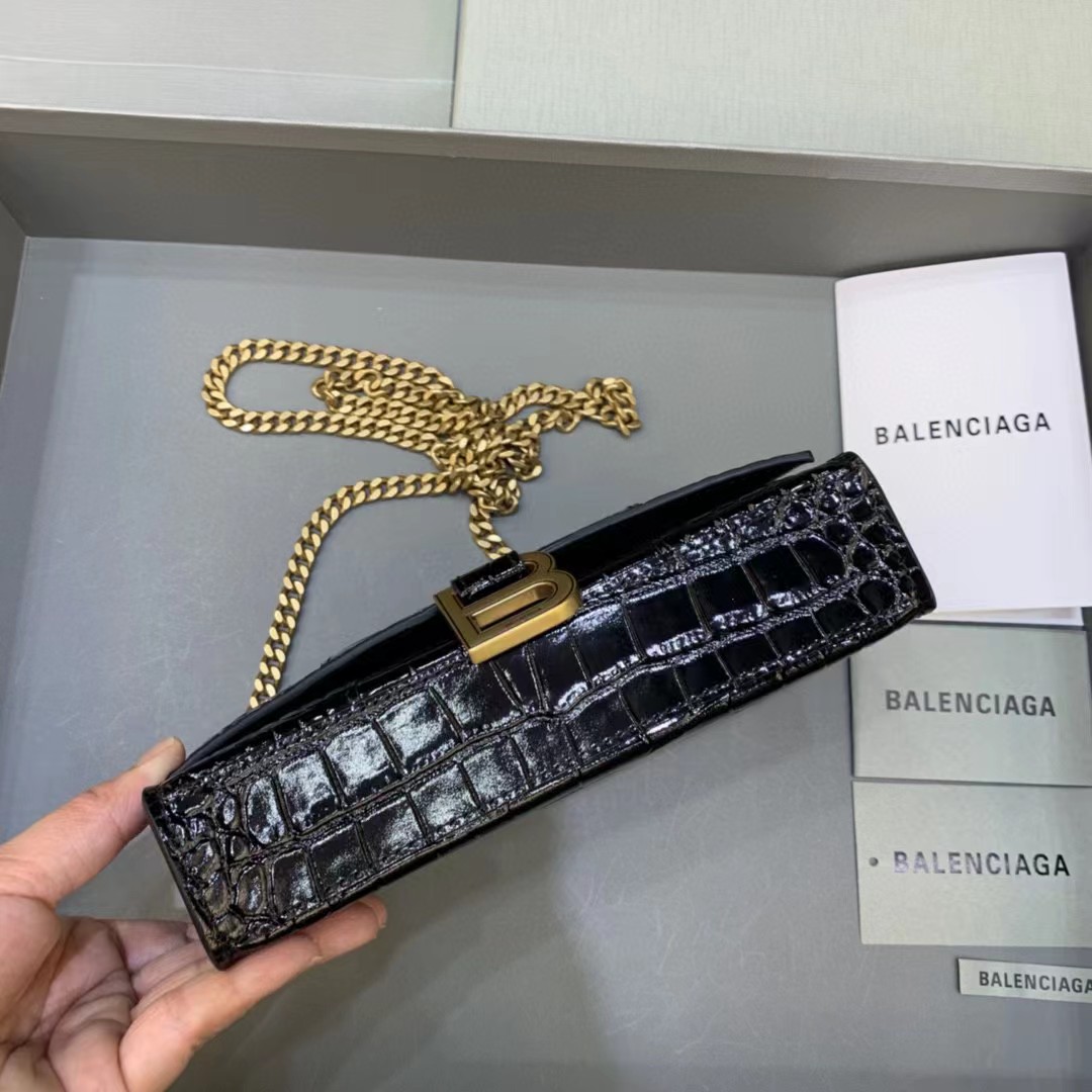 Balenciaga Hourglass Wallet On Chain (19.5-12-5cm) - DopestKickz