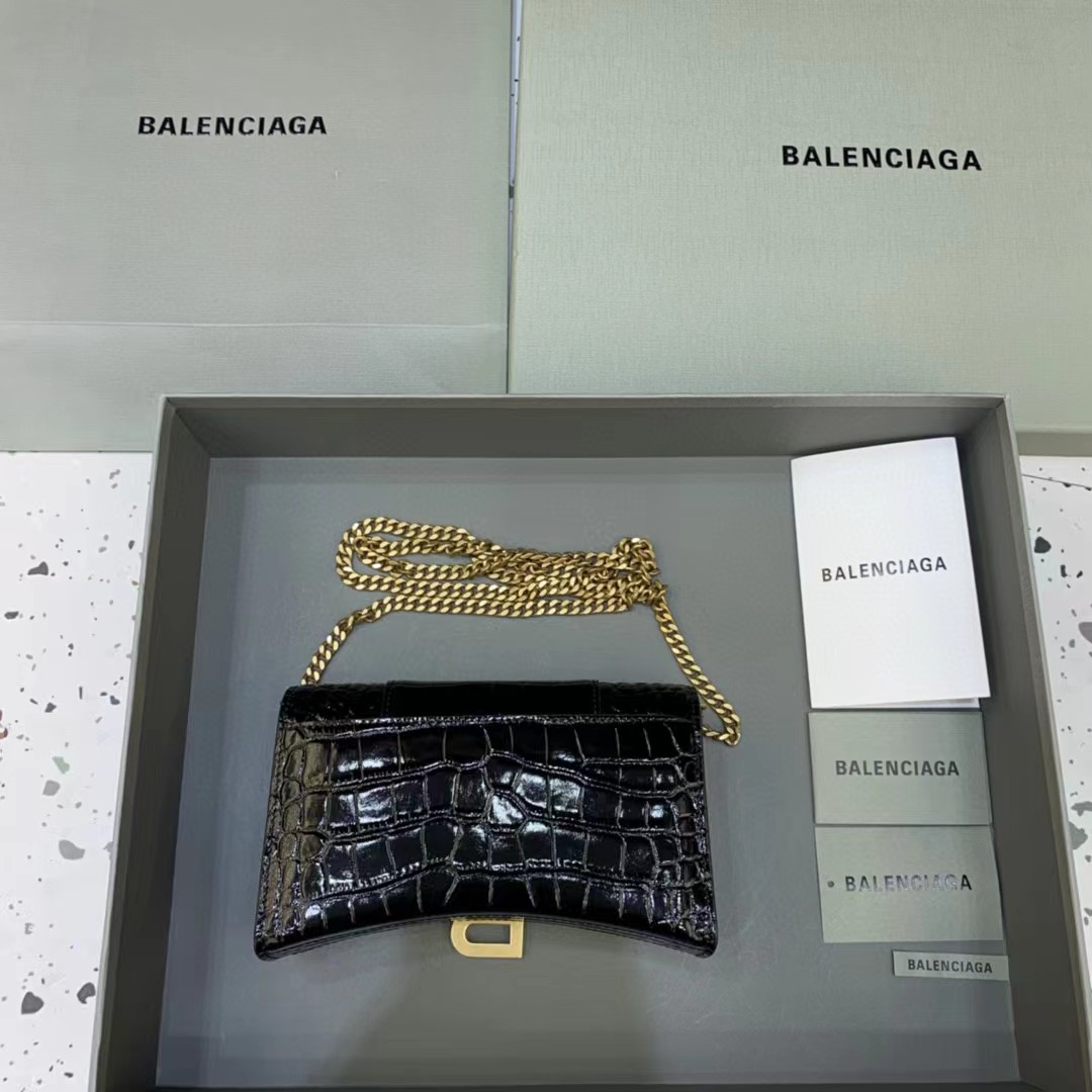 Balenciaga Hourglass Wallet On Chain (19.5-12-5cm) - DopestKickz