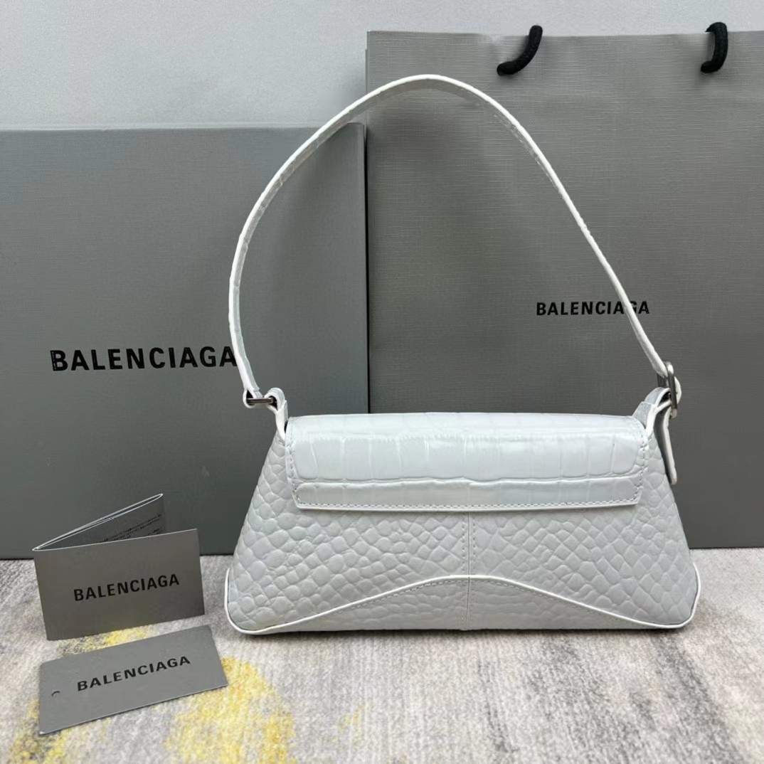 Balenciaga Women's XX Medium Flap Bag Crocodile Embossed In White（27-25.5-4CM） - DopestKickz