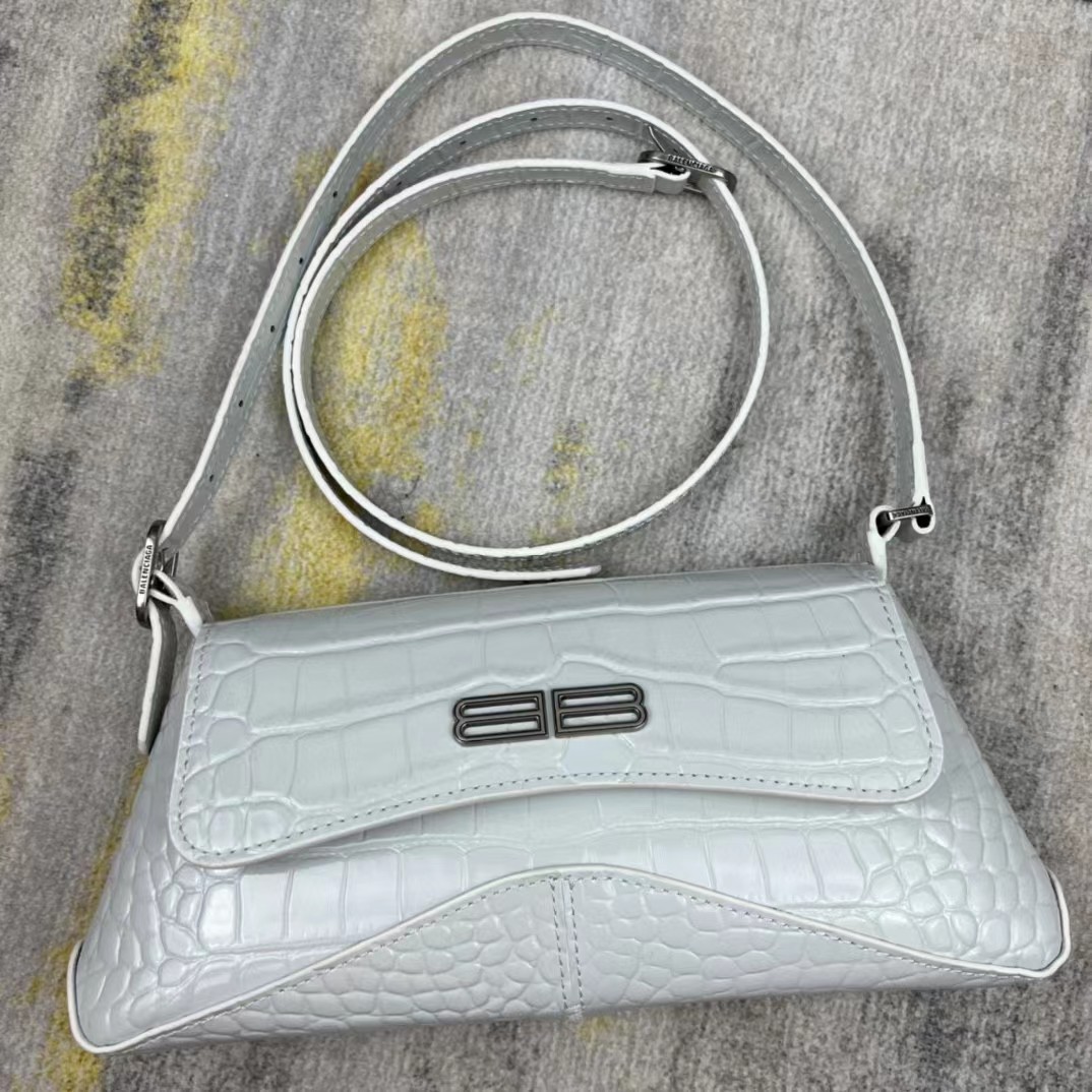 Balenciaga Women's XX Medium Flap Bag Crocodile Embossed In White（27-25.5-4CM） - DopestKickz