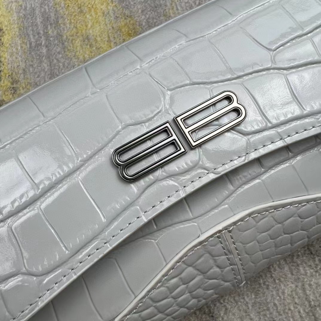 Balenciaga Women's XX Medium Flap Bag Crocodile Embossed In White（27-25.5-4CM） - DopestKickz