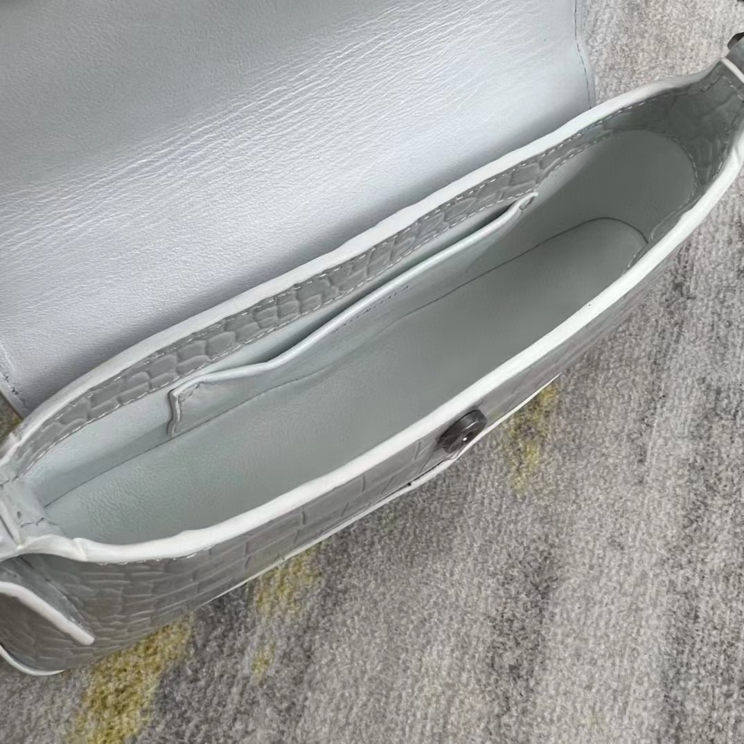 Balenciaga Women's XX Medium Flap Bag Crocodile Embossed In White（27-25.5-4CM） - DopestKickz