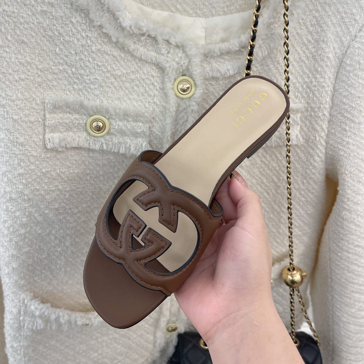 Gucci Women's Interlocking G Cut-Out Slide Sandal - DopestKickz