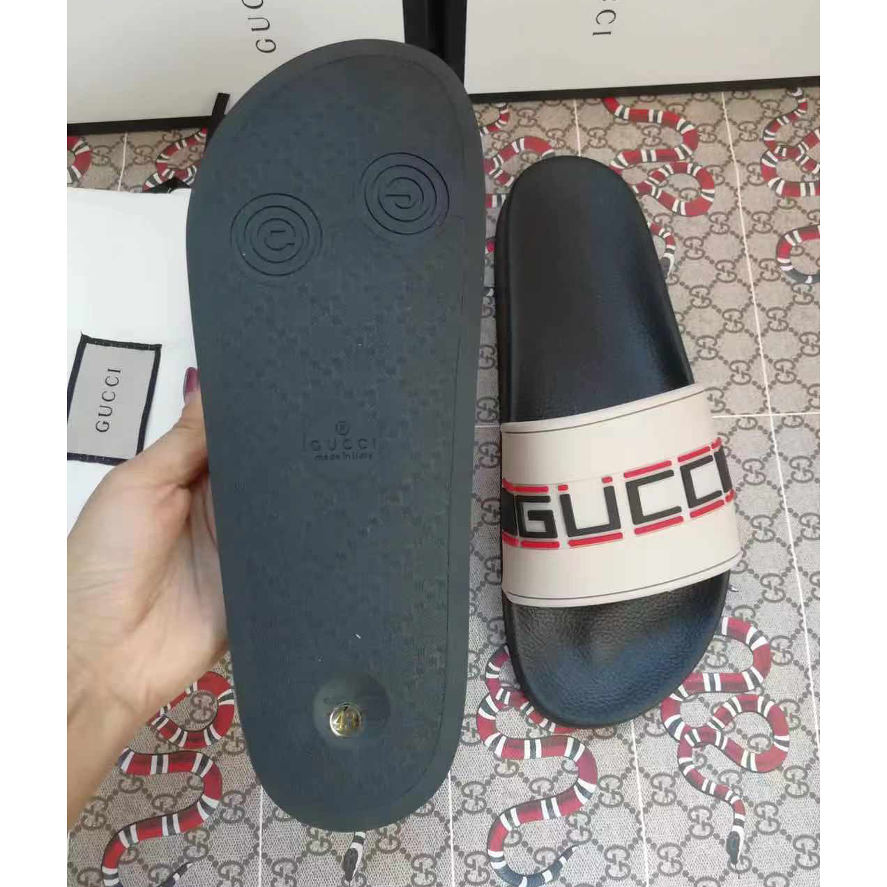 Gucci Logo Slide Sandal - DopestKickz