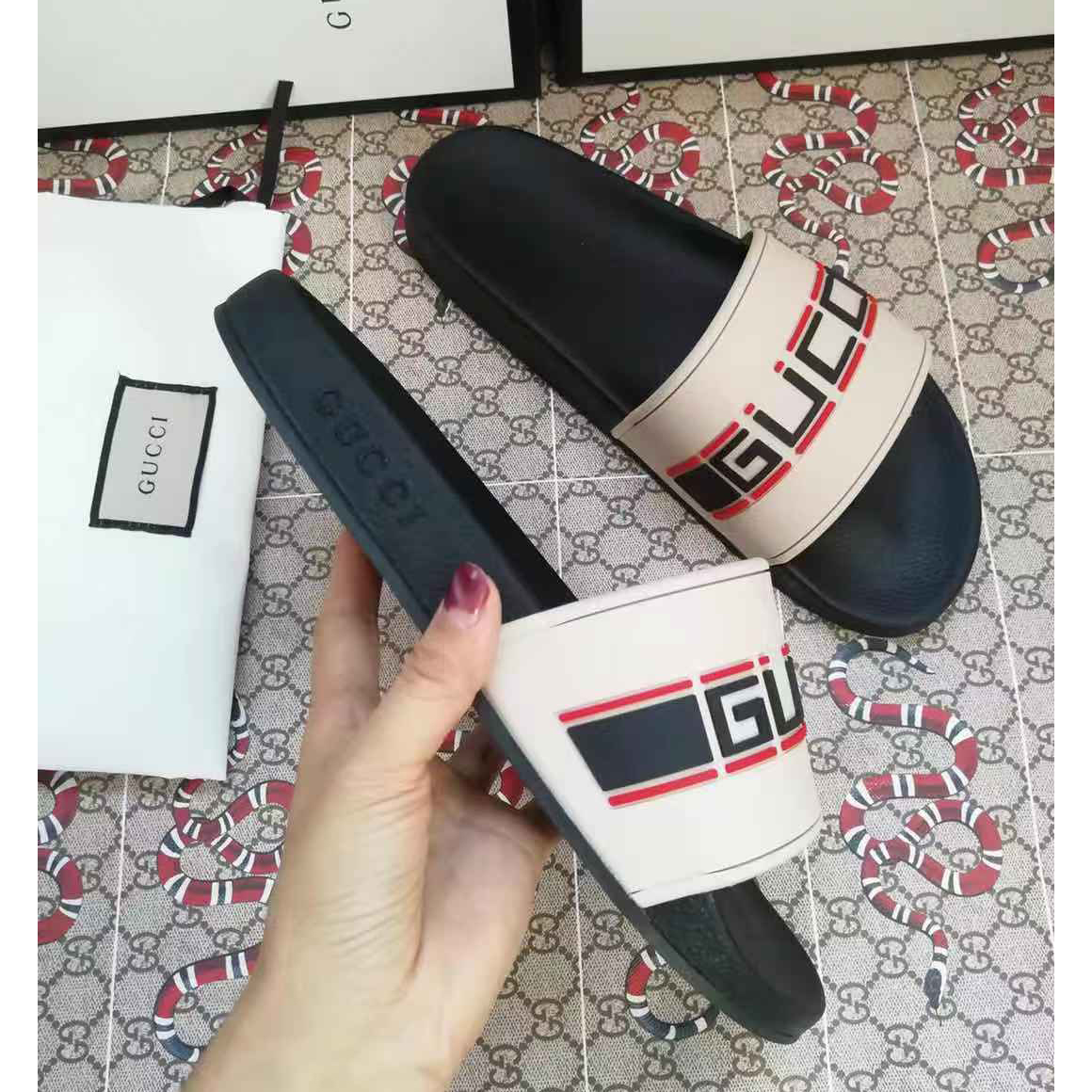 Gucci Logo Slide Sandal - DopestKickz