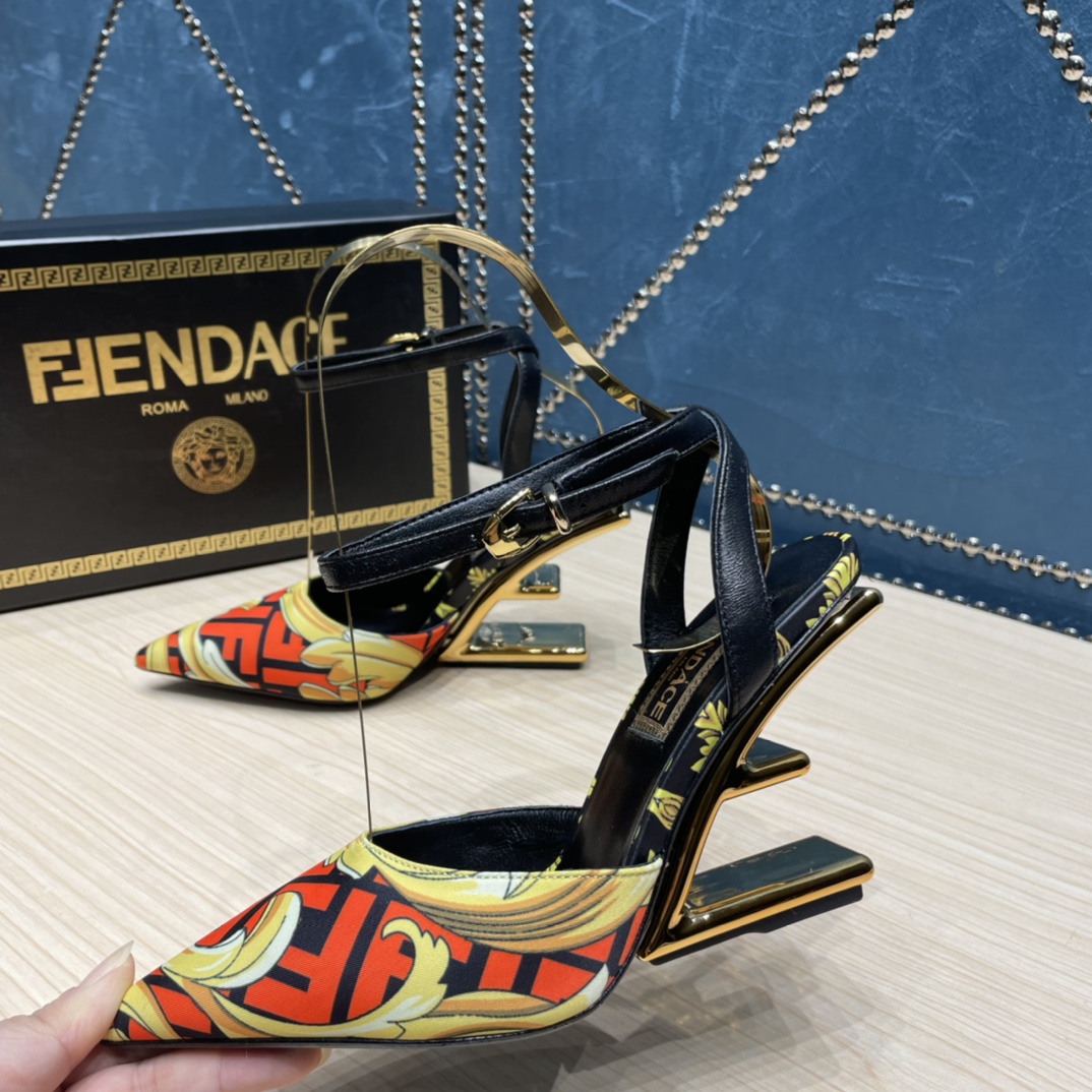 Fendi x Versace Fendace Printed Silk High-Heeled Slingbacks - DopestKickz