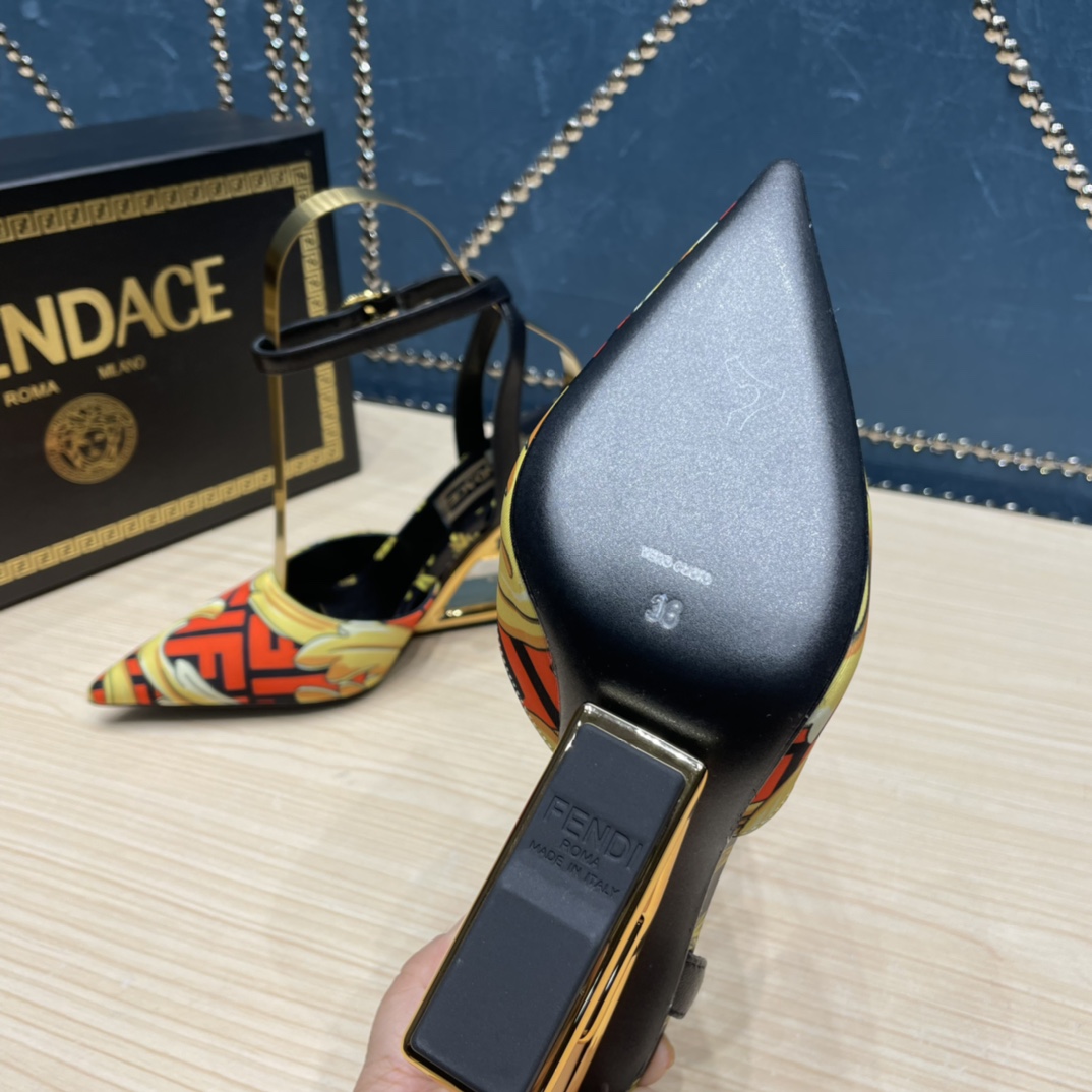 Fendi x Versace Fendace Printed Silk High-Heeled Slingbacks - DopestKickz