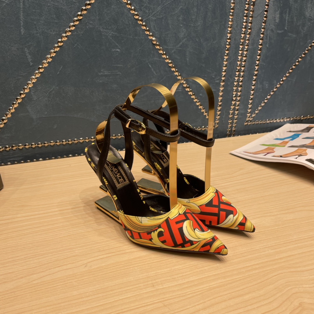 Fendi x Versace Fendace Printed Silk High-Heeled Slingbacks - DopestKickz
