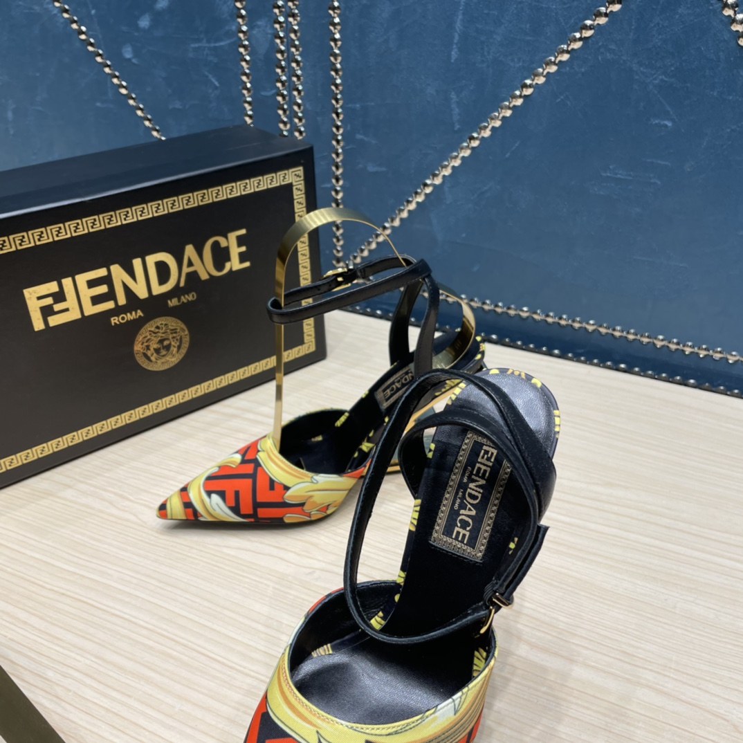 Fendi x Versace Fendace Printed Silk High-Heeled Slingbacks - DopestKickz
