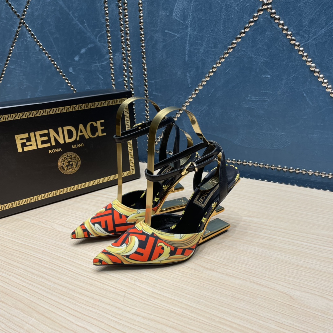Fendi x Versace Fendace Printed Silk High-Heeled Slingbacks - DopestKickz
