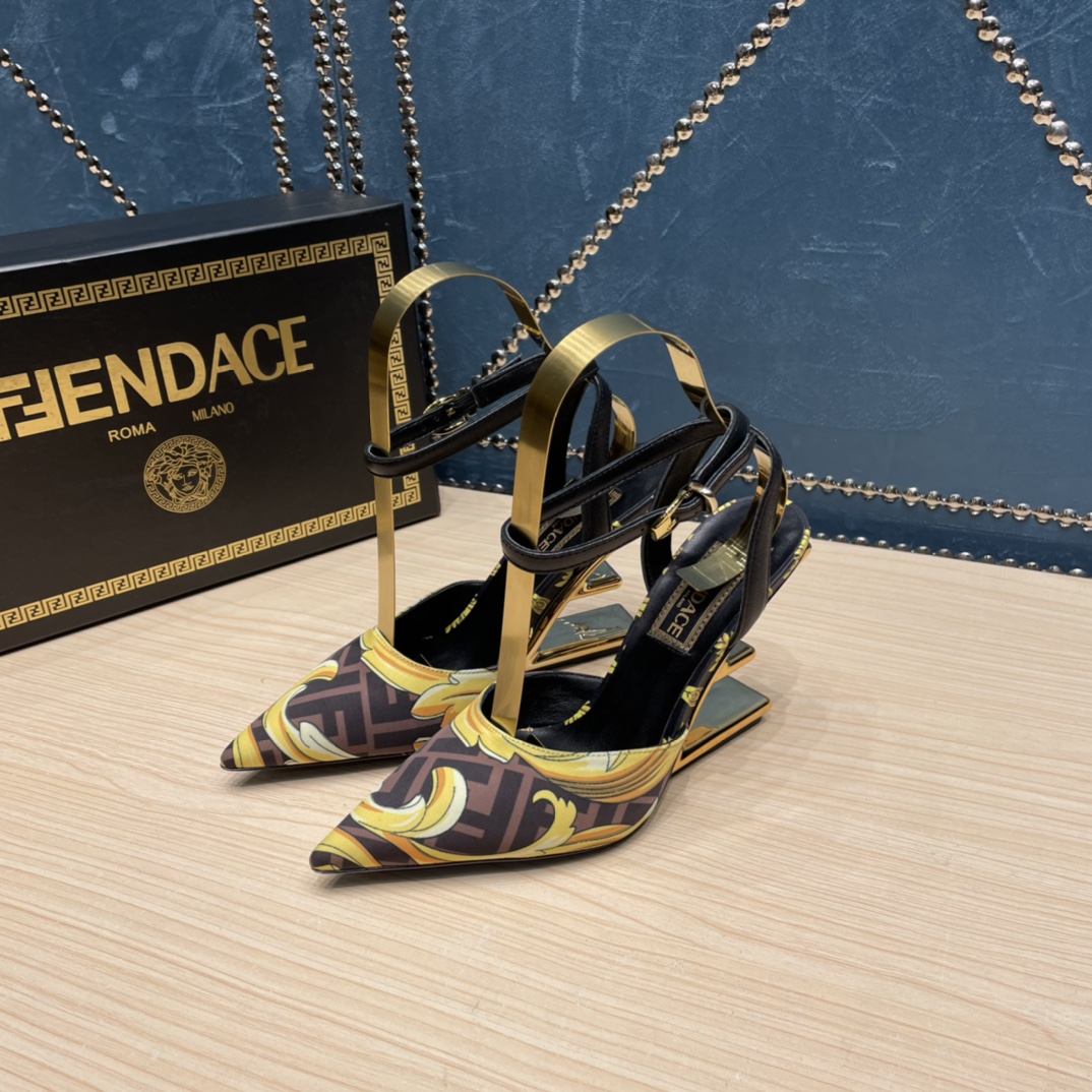 Fendi x Versace Fendace Printed Silk High-Heeled Slingbacks - DopestKickz