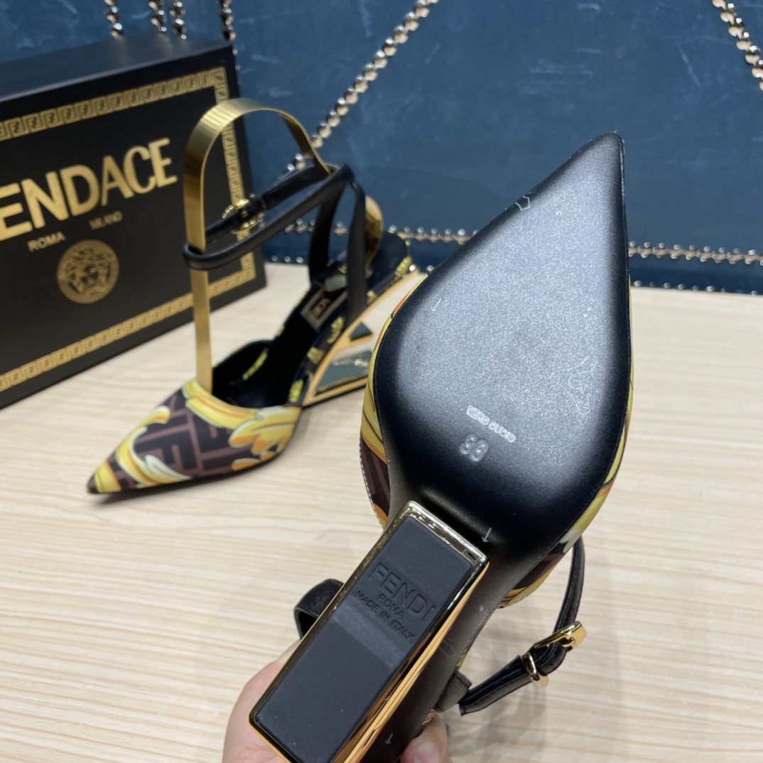 Fendi x Versace Fendace Printed Silk High-Heeled Slingbacks - DopestKickz