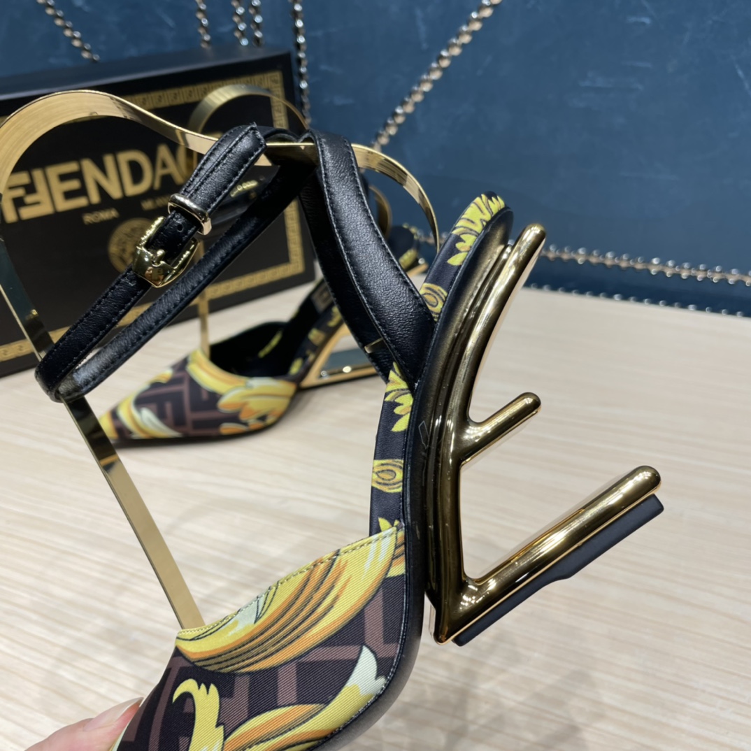 Fendi x Versace Fendace Printed Silk High-Heeled Slingbacks - DopestKickz