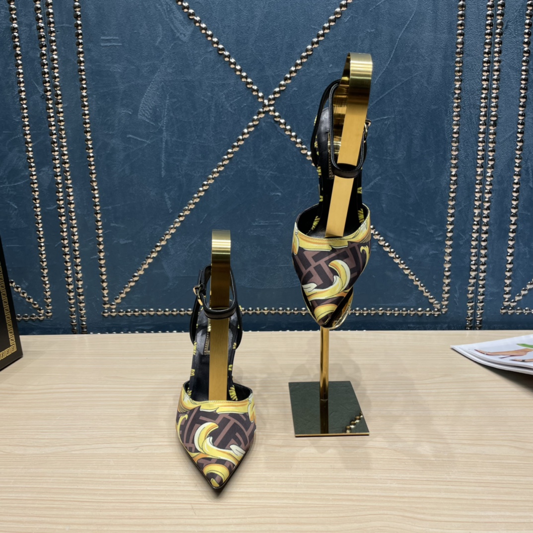 Fendi x Versace Fendace Printed Silk High-Heeled Slingbacks - DopestKickz