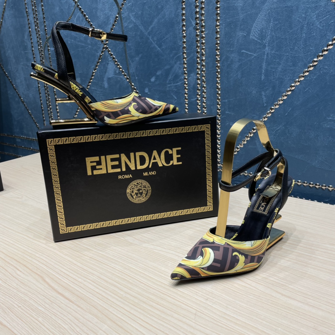 Fendi x Versace Fendace Printed Silk High-Heeled Slingbacks - DopestKickz