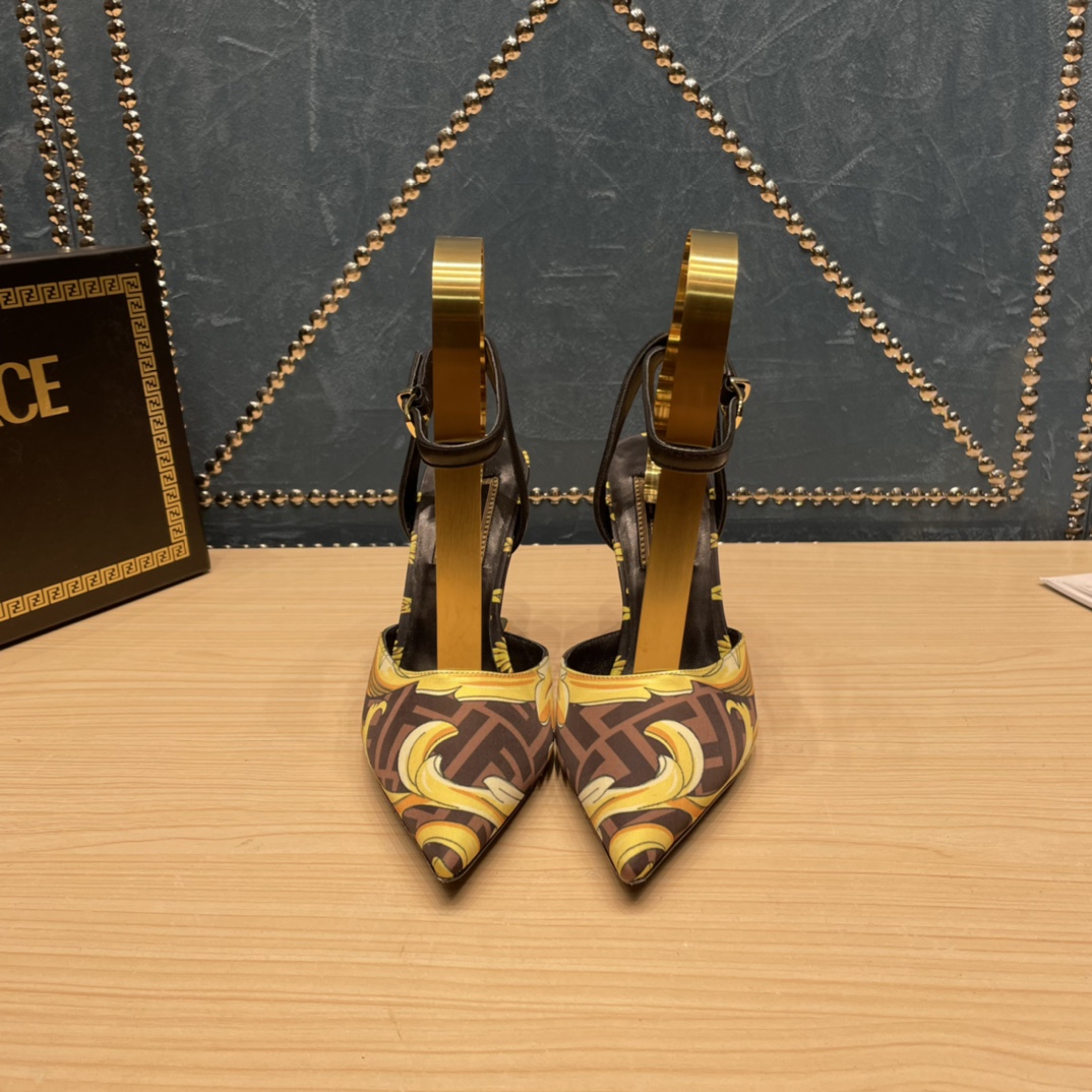 Fendi x Versace Fendace Printed Silk High-Heeled Slingbacks - DopestKickz
