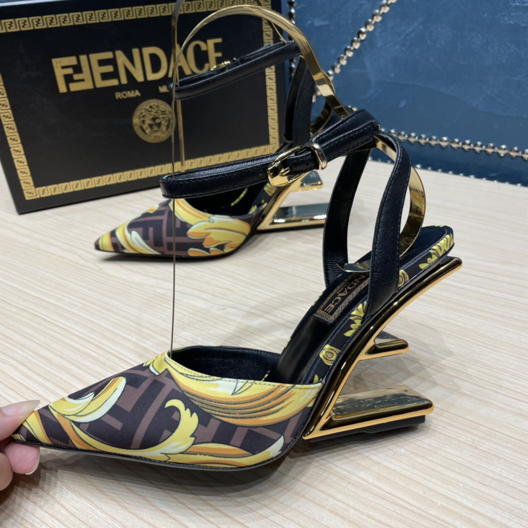 Fendi x Versace Fendace Printed Silk High-Heeled Slingbacks - DopestKickz