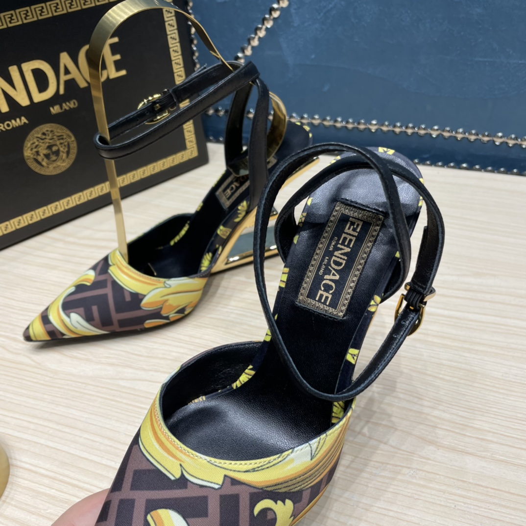 Fendi x Versace Fendace Printed Silk High-Heeled Slingbacks - DopestKickz