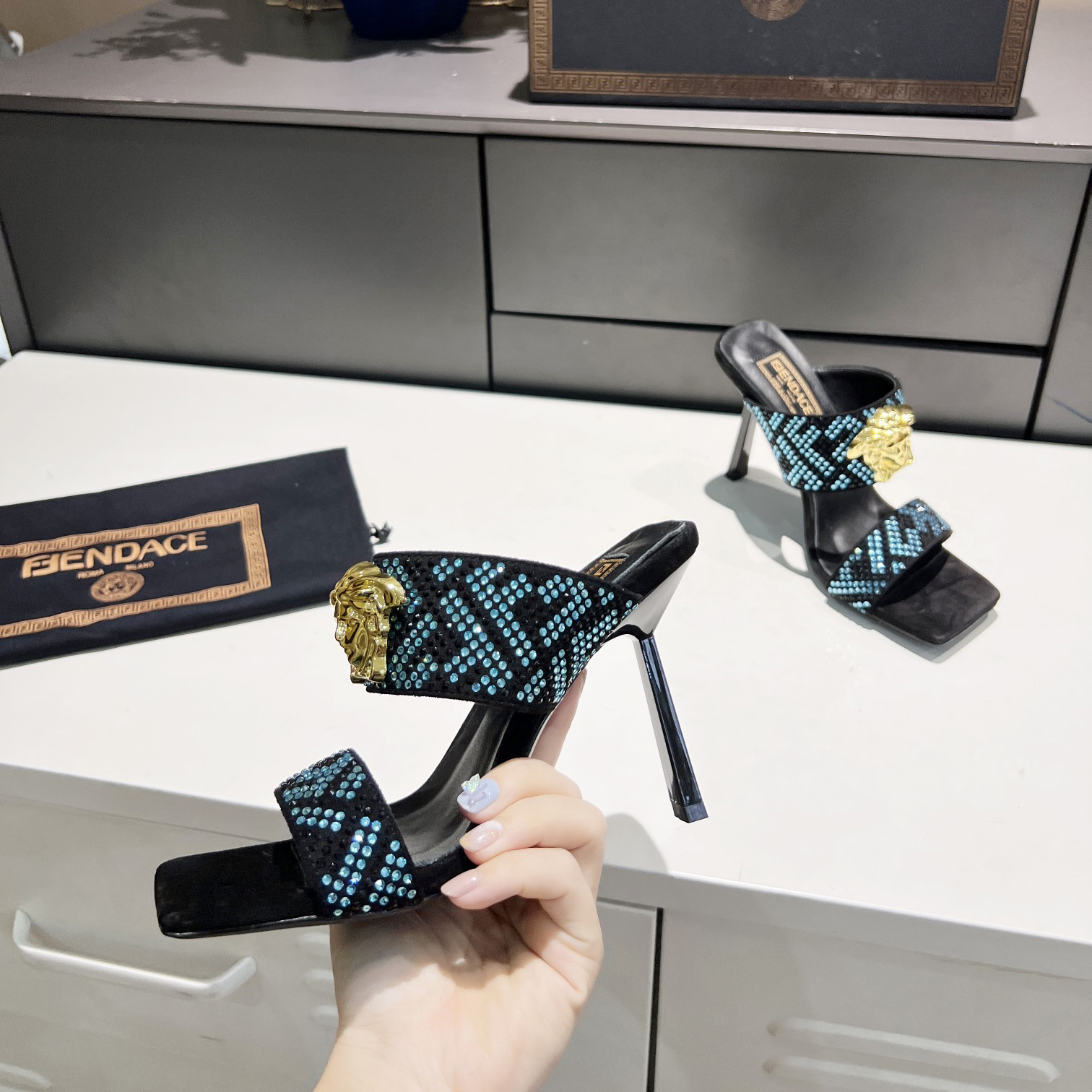 Versace Fendace  FF Jacquard Mules - DopestKickz