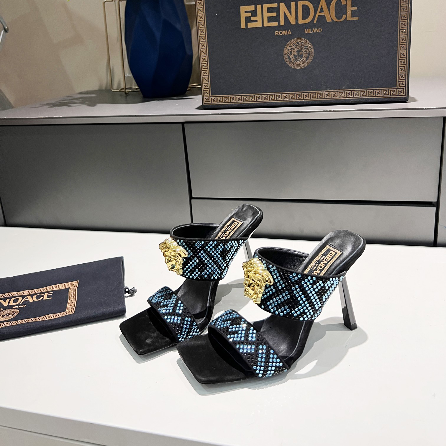 Versace Fendace  FF Jacquard Mules - DopestKickz