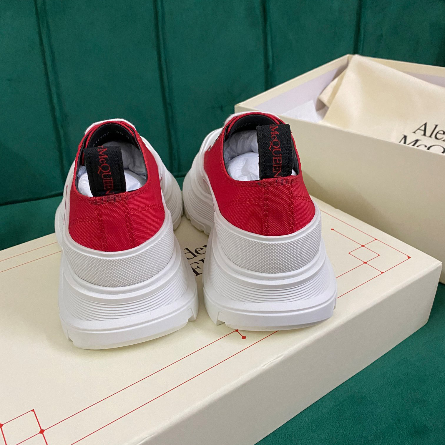 Alexander Mqueen Women's Tread Slick Lace Up In Lust Red - DopestKickz