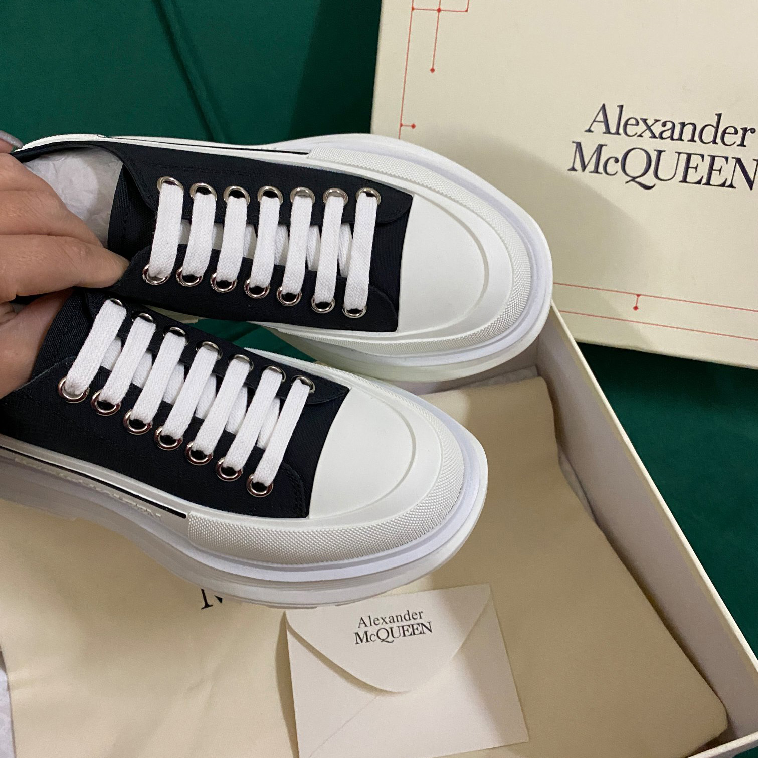 Alexander Mqueen Tread Slick Lace Up in Black/white - DopestKickz