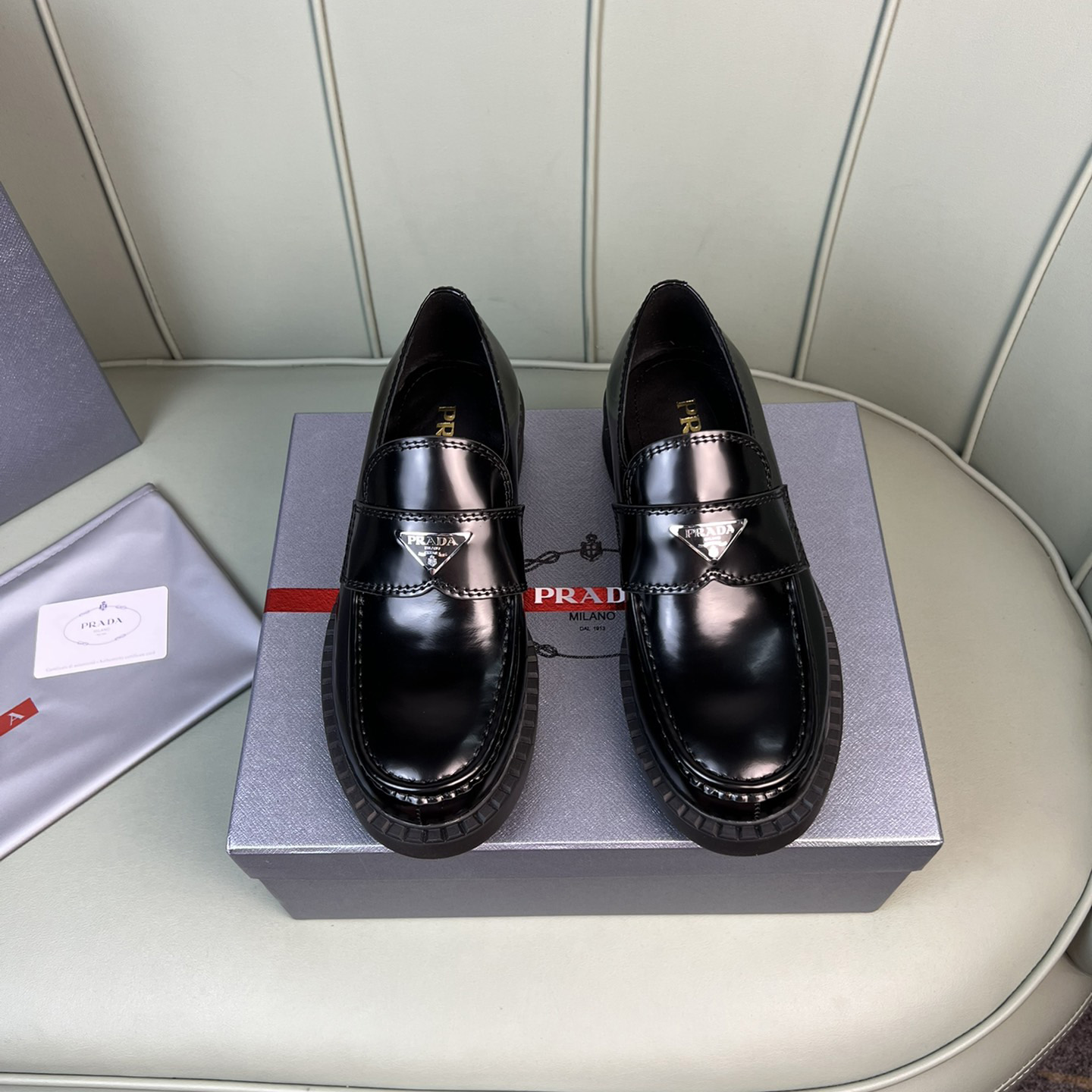 Prada Chocolate Sharp Brushed Leather Pointed Loafers - DopestKickz