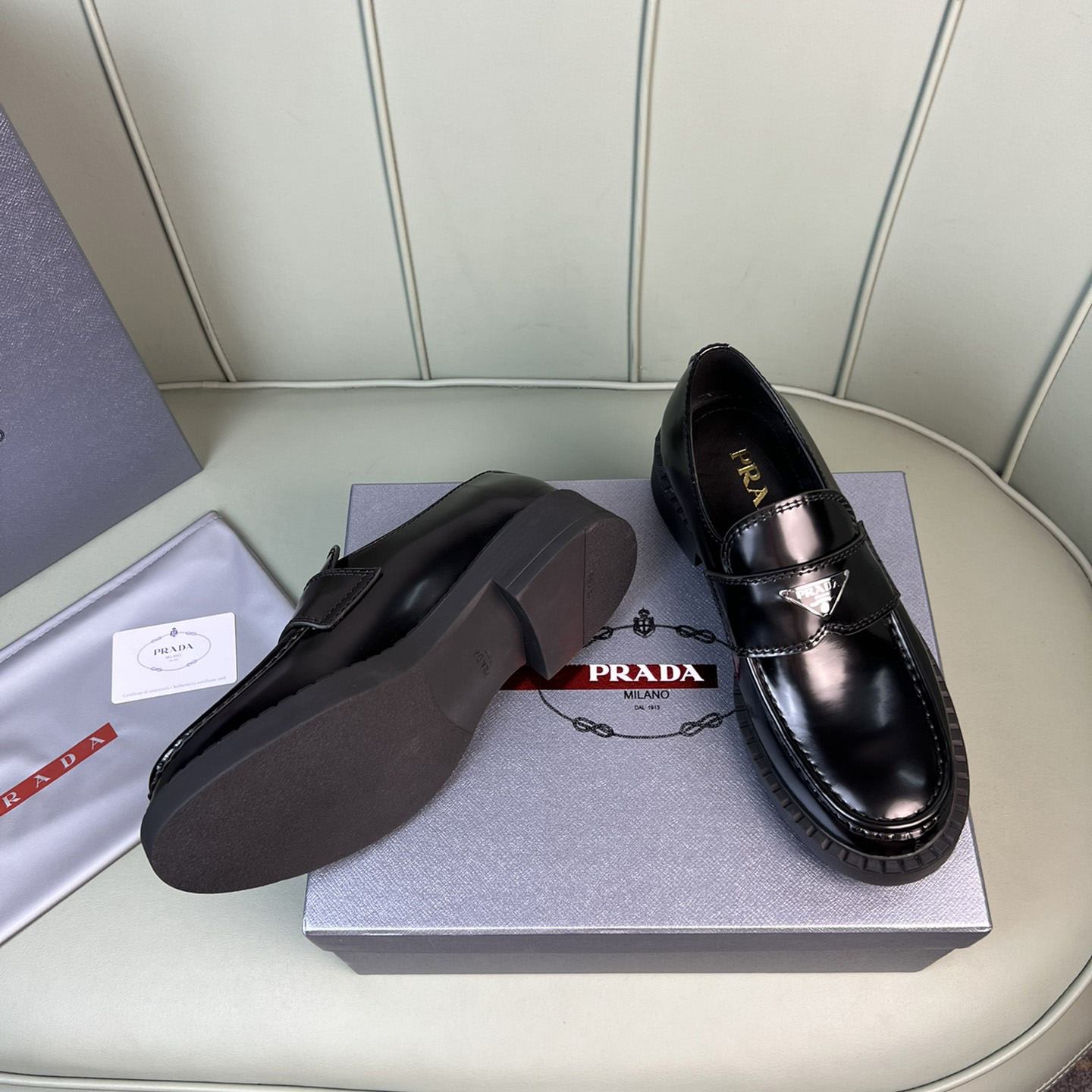Prada Chocolate Sharp Brushed Leather Pointed Loafers - DopestKickz