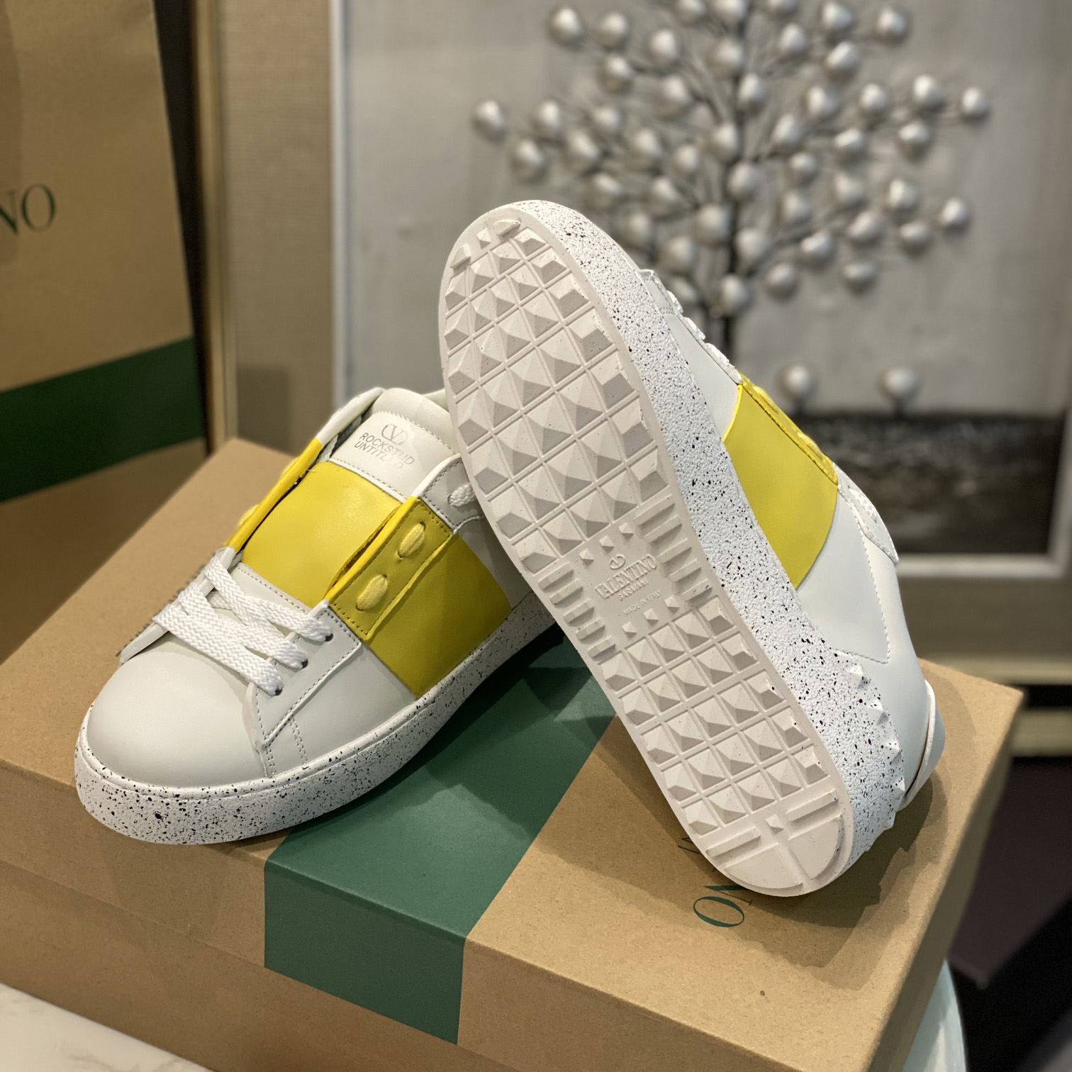 Valenti Open For A Change Sneaker In Bio-Based Material In White/Lemon Cream - DopestKickz